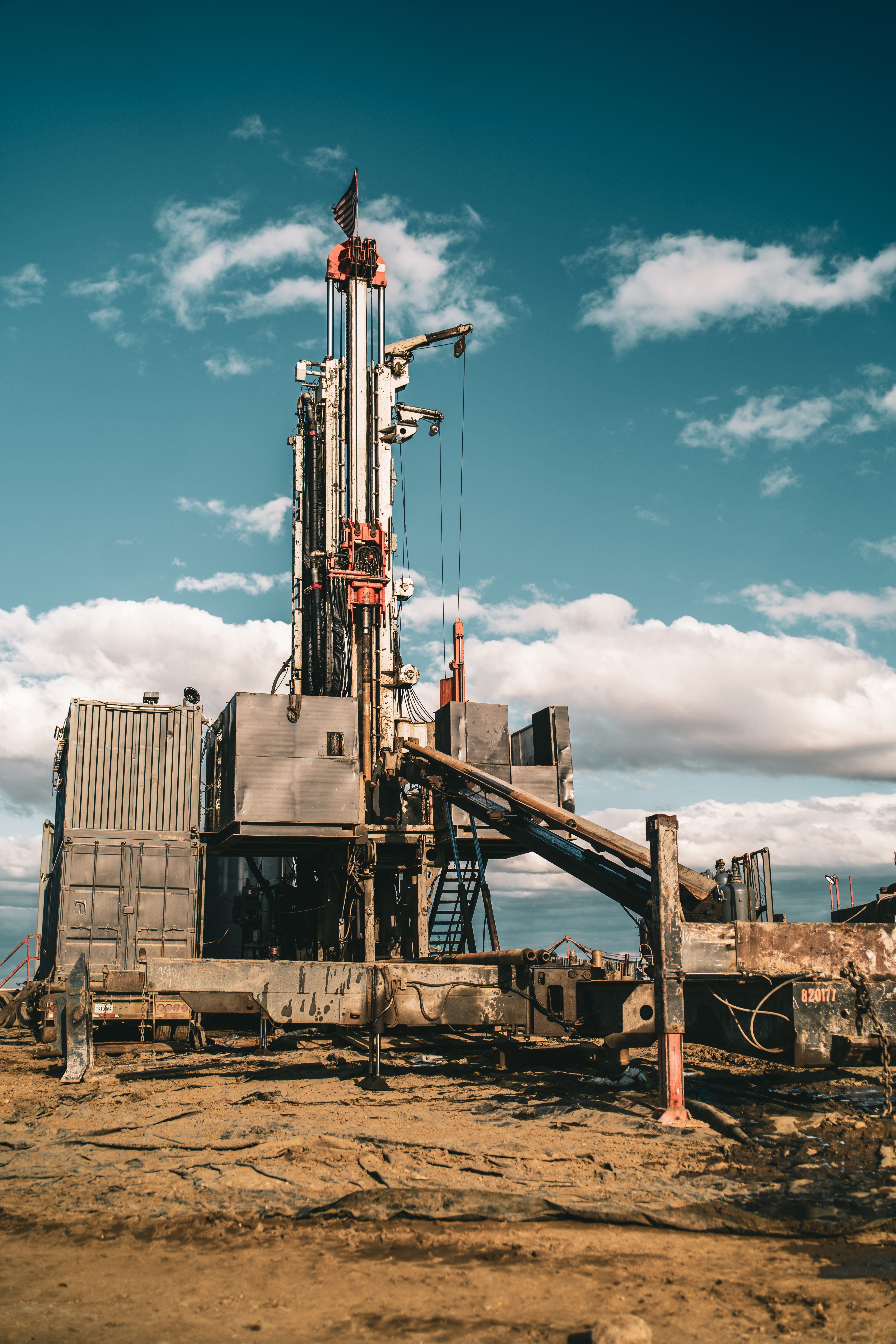 Rig against blue sky